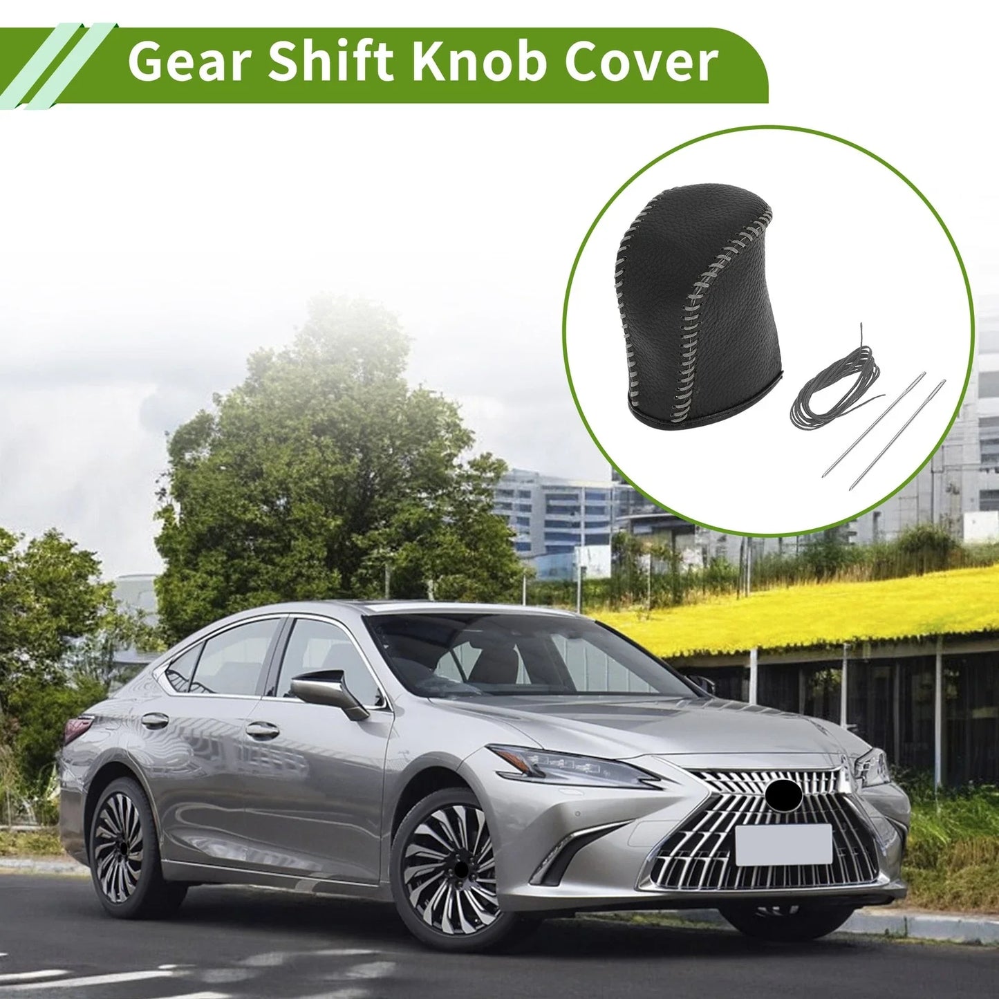 Car Gear Shift Knob Cover for Lexus NX300 2014-2021 - Pebbled Black Grey