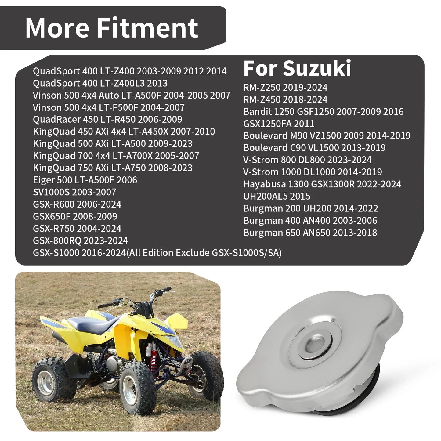 Radiator Cap for Suzuki KingQuad 450 500 700 750 LT-Z/LT-R (2003–2013)