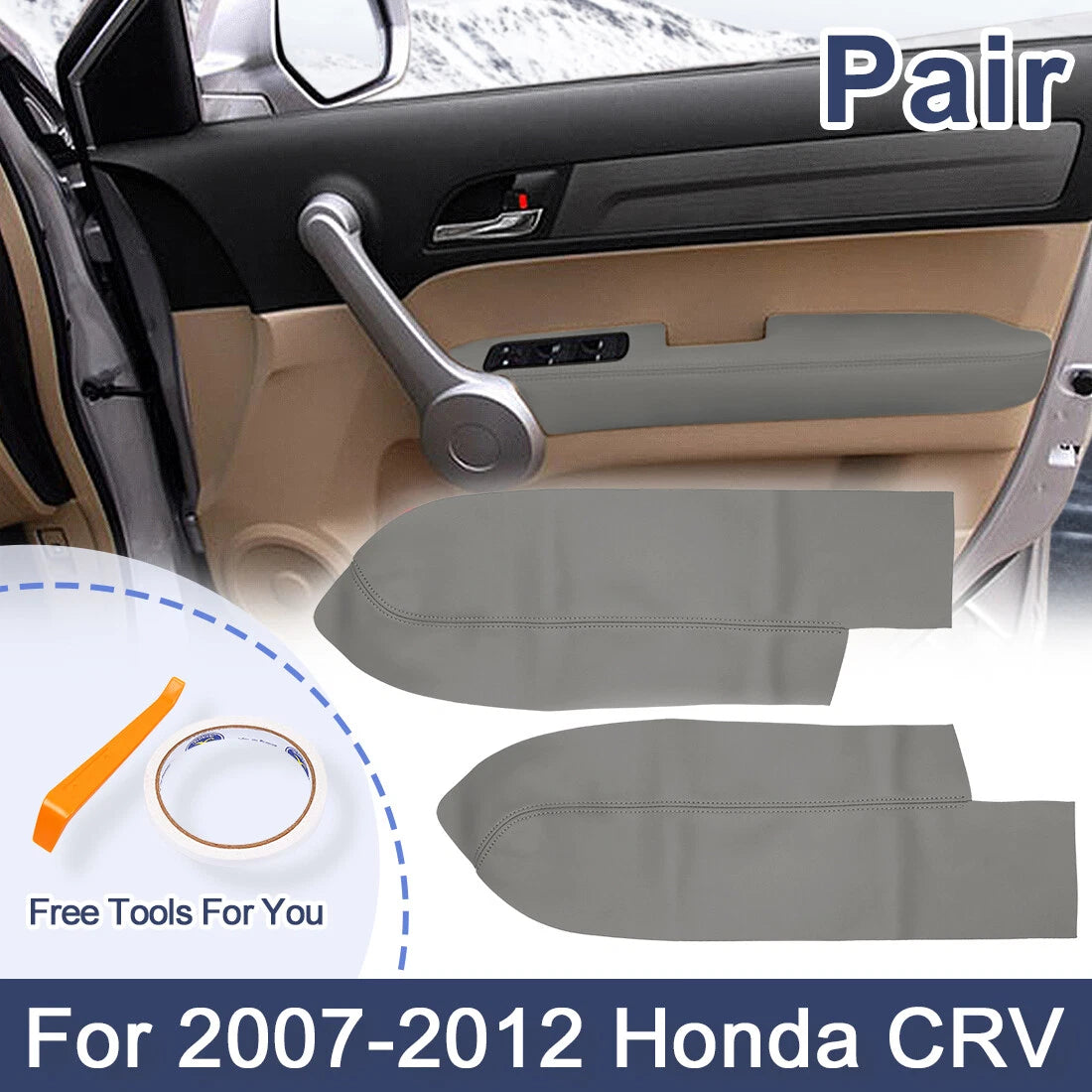 1 Pair Synthetic Leather Front Door Armrest Covers for Honda CR-V (2007-2012)