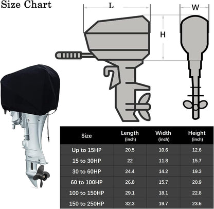 Heavy-Duty Waterproof Outboard Motor Cover for 30-60HP Engines