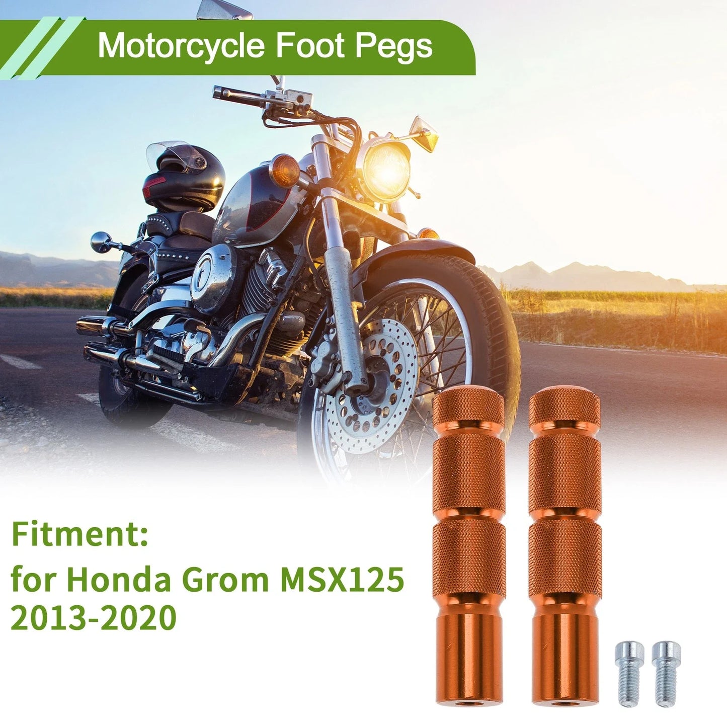 Motorcycle Foot Pegs for Honda Grom MSX125 Aluminum Alloy Orange (2013-2023)