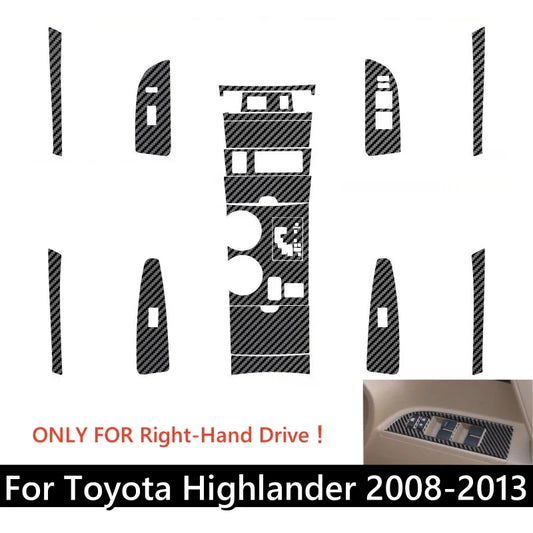 RHD Matte Carbon Fiber Interior Stickers for Toyota Highlander (2008–2013)