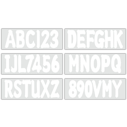 Set of 4 Custom Boat Registration Numbers Decals A-Z & 0-9 White