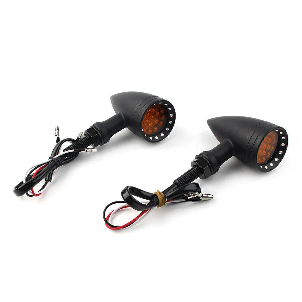 Black 10mm LED Turn Signal Lights Pair for Harley Honda
