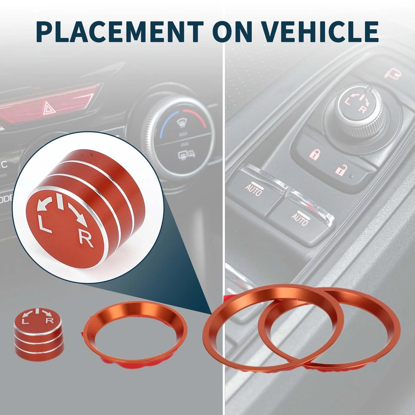 Set of 4 AC Climate Heater Mirror Knob Covers for Subaru Forester (2019–2024) Orange