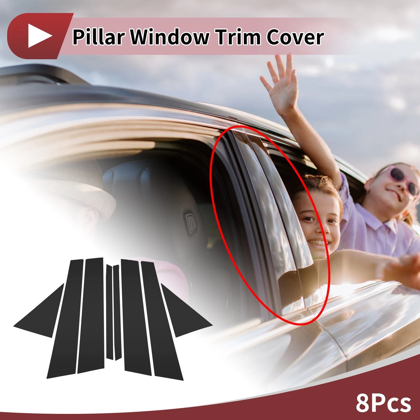 Set of 8 Door Pillar Window Trim for Mazda 3 Hatchback (2008–2012)