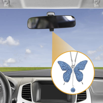 Faux Diamond Butterfly Rear View Mirror Pendant for Universal Cars (1 Pc)