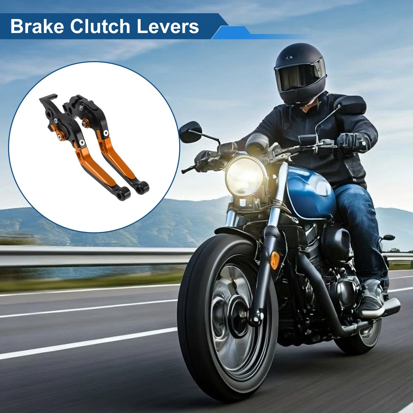 Brake Clutch Levers for KTM Duke 390 RC390 (2013–2023) Black Head Orange Handle