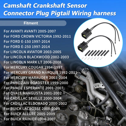 2X Camshaft Position Sensor Connector Plug Pigtail for Ford