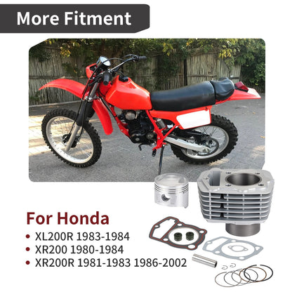 Top End Rebuild Kit with Piston and Gasket for Honda XR200 XR200R XL200R