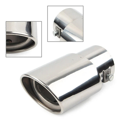 Stainless Steel Round Exhaust Pipe Tail Muffler Tip for Car Silver