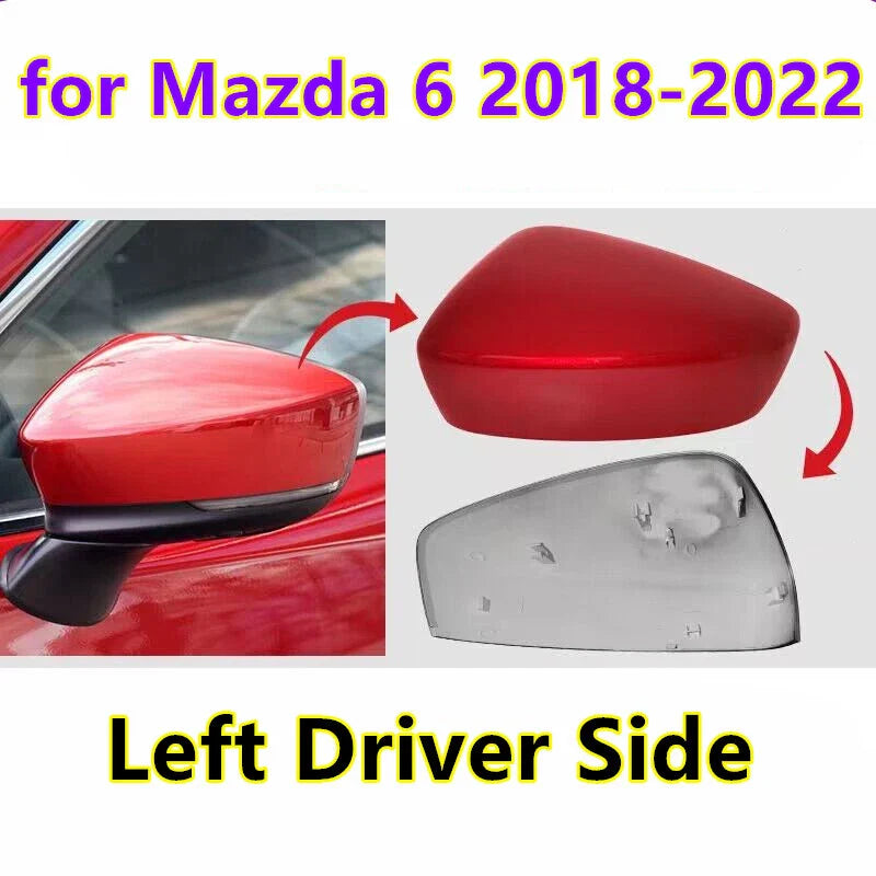 Red Left Driver Side Door Wing Mirror Cover Cap Shell for Mazda 6 (2018–2022)