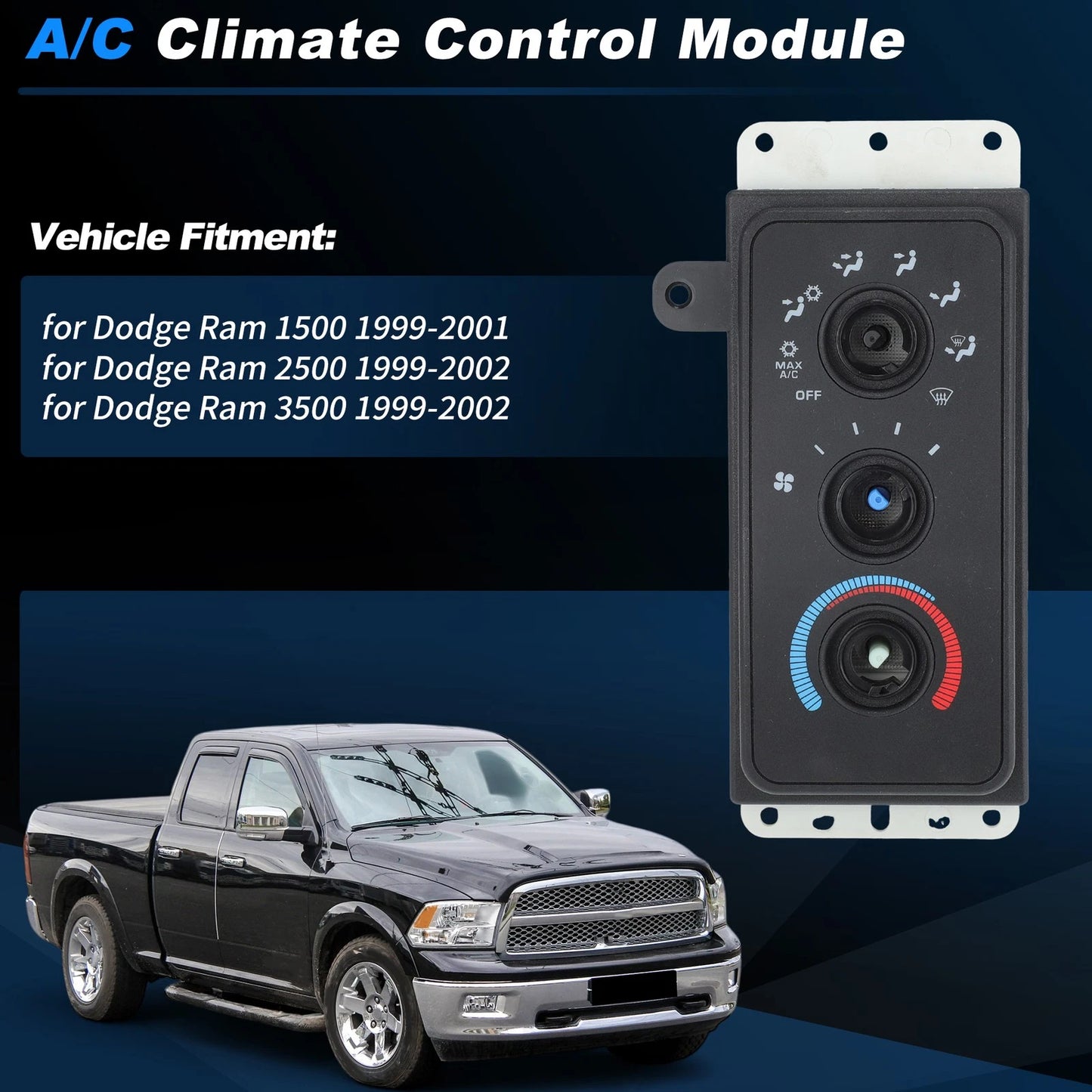 A/C Heater Climate Control Module for Dodge Ram 2500 3500 (1999–2002)