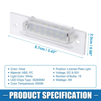 2 x 6500K White LED License Plate Lights for Porsche Boxster (1999-2004)
