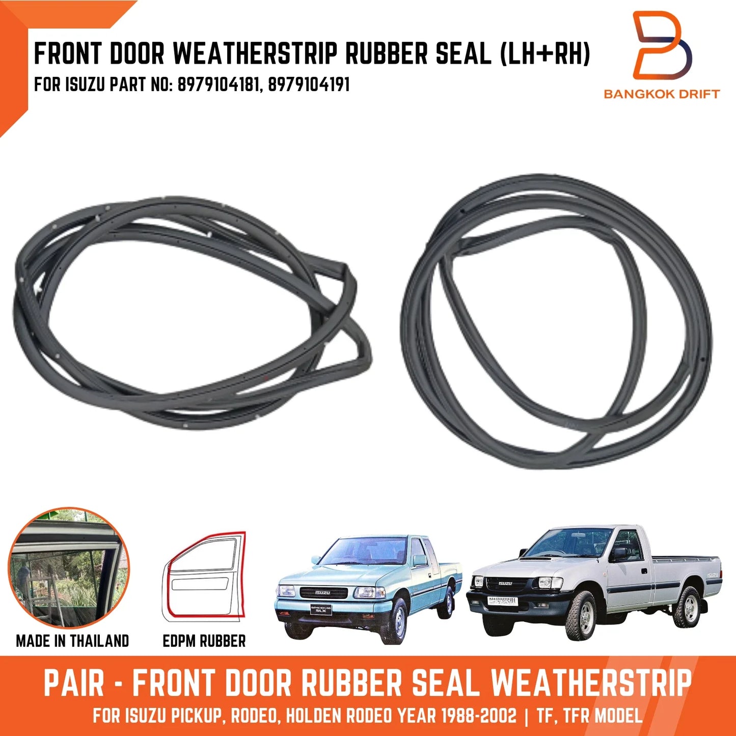 Weatherstrip Front Door Rubber Seal for Holden Rodeo Ute (88-02)