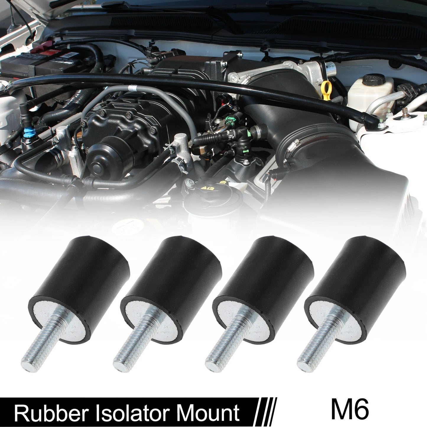 Set of 4 M6 Rubber Metal Vibration Isolator Mounts for Shock Absorber