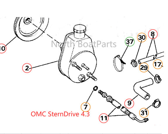 Power Steering Pump for Mercruiser Volvo Penta OMC 4.3L 5.0L 5.7L 7.4L (1990–2023)