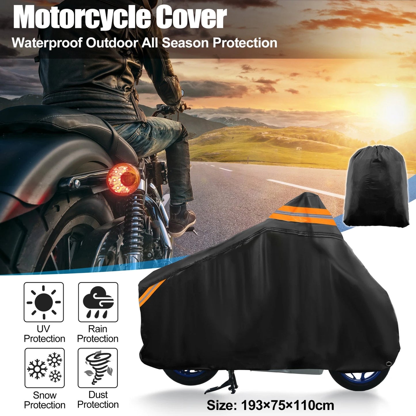 Motorcycle Cover Waterproof for Honda PCX 125 150 (Fits 76")