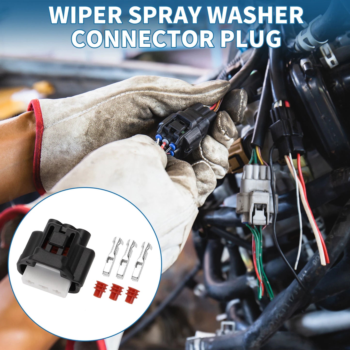 Set of 1 Wiper Spray Washer Connector Plug for Toyota Lexus (No. 9098010981)