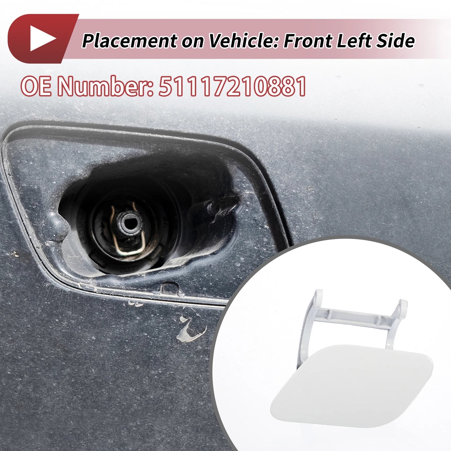 Front Left Washer Nozzle Cover Cap No. 51117210881 for BMW 740i (2011–2015) White