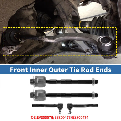 6pcs Front Inner Outer Tie Rod End Link for Ford Edge (2007–2014) No.EV800576/ES800473