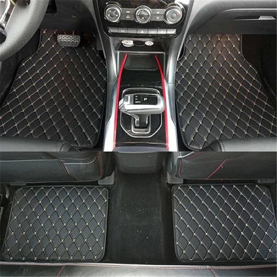 4 x Universal Black PU Leather Car Floor Mats Waterproof for All Models
