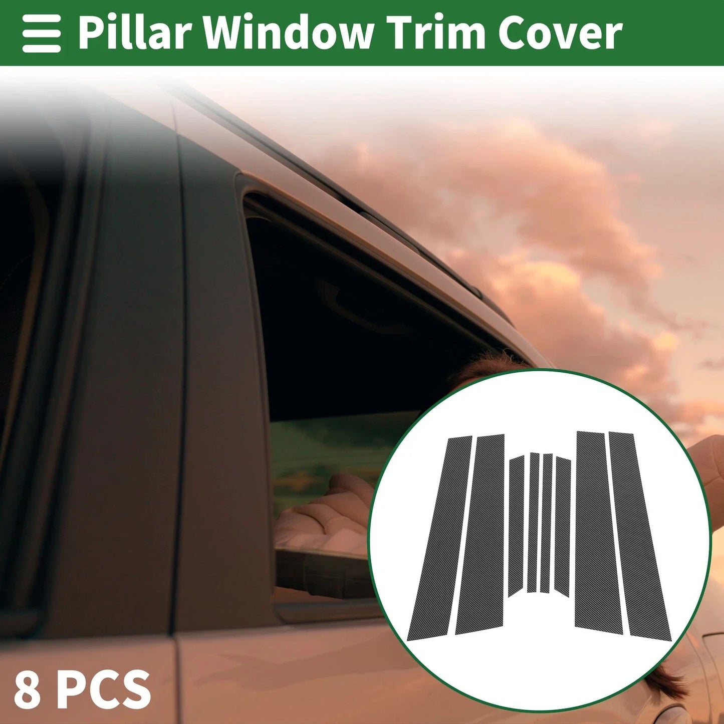 8 Pcs Door Pillar Window Trim for BMW X6 Carbon Fiber (2008-2014)