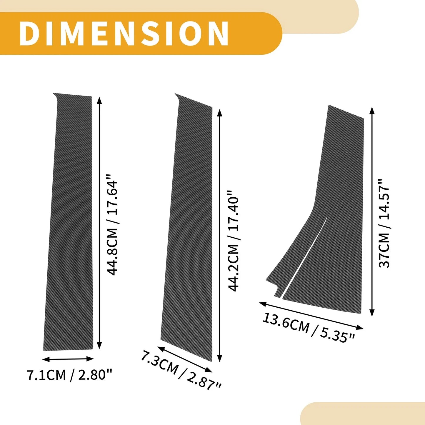6 x Door Pillar Window Trim for Honda Fit (2013-2019) Carbon Fiber Black