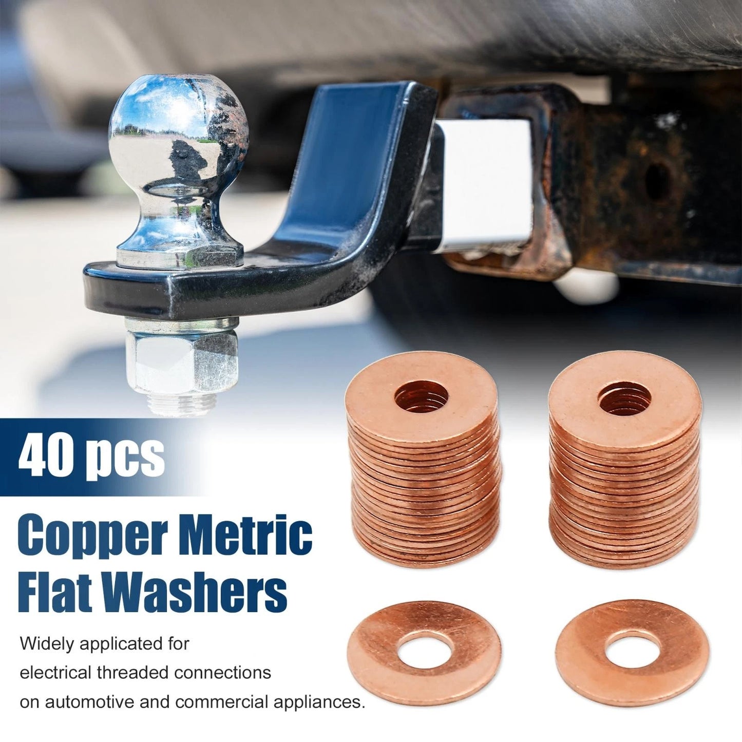 40pcs M6 Copper Flat Washer Sealing Gasket Ring for Automotive Applications