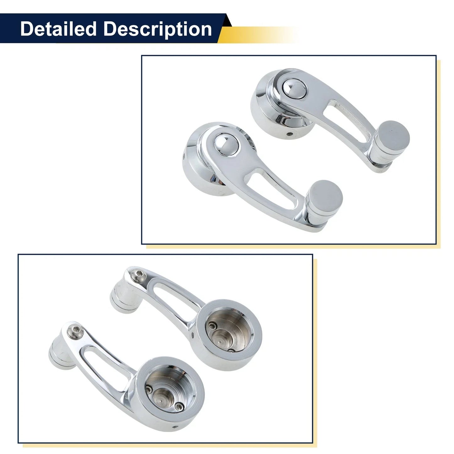Car Door Window Crank Handle for Chevy, Ford, Chrysler - Silver Tone