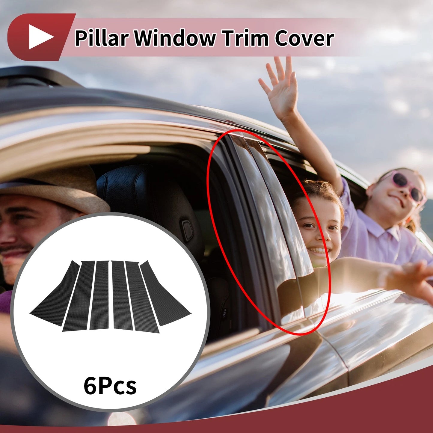 Door Pillar Window Trim for Nissan Note E12/E13 (2009–2022) Black Carbon Fiber
