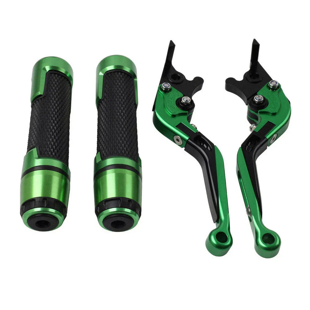 Green Extendable Brake Clutch Lever Grip Set for Kawasaki ZX6 ZX9 636R (2000-2009)