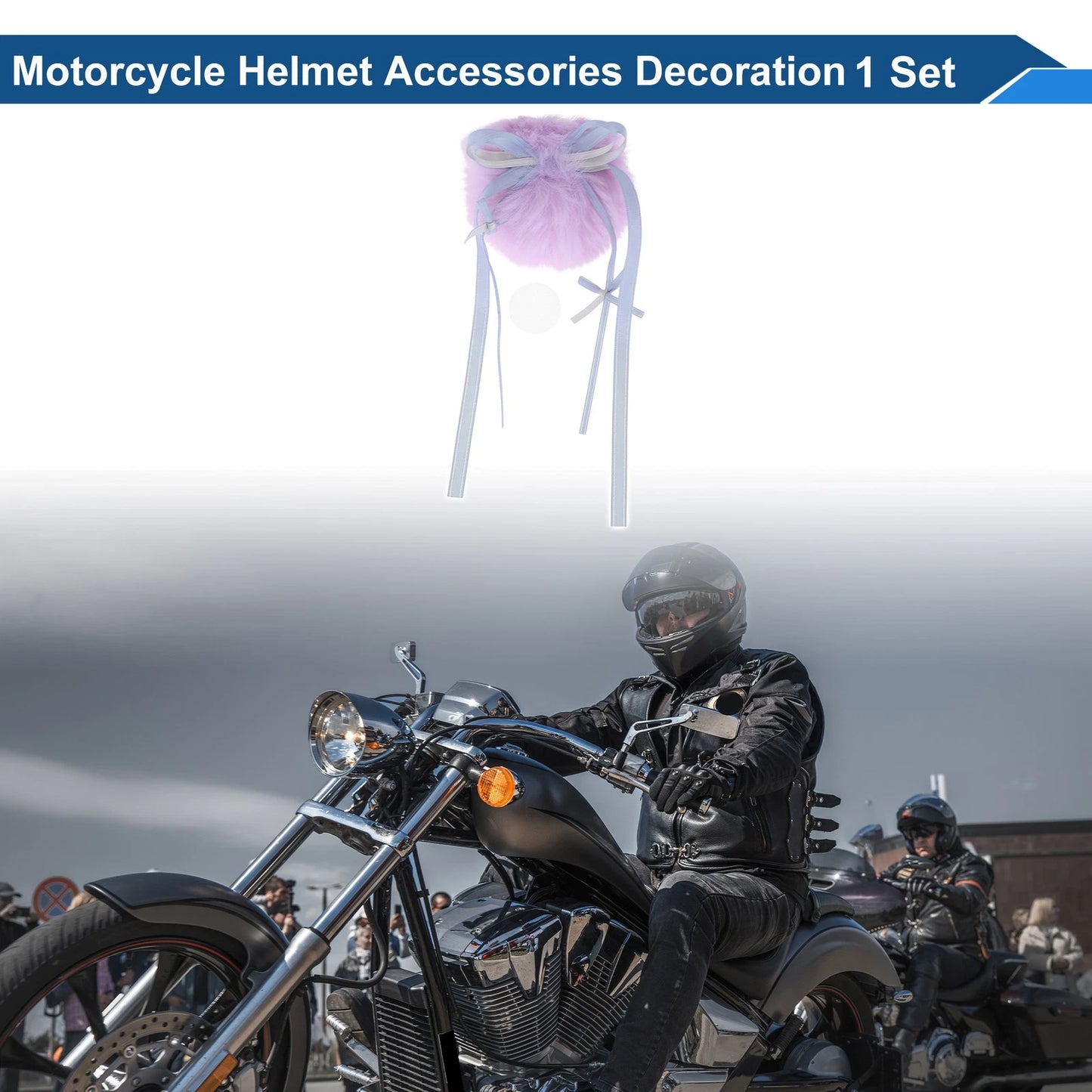 Streamer Tail for Motorcycle Bicycle Helmets (Light Purple Plush) Set of 1