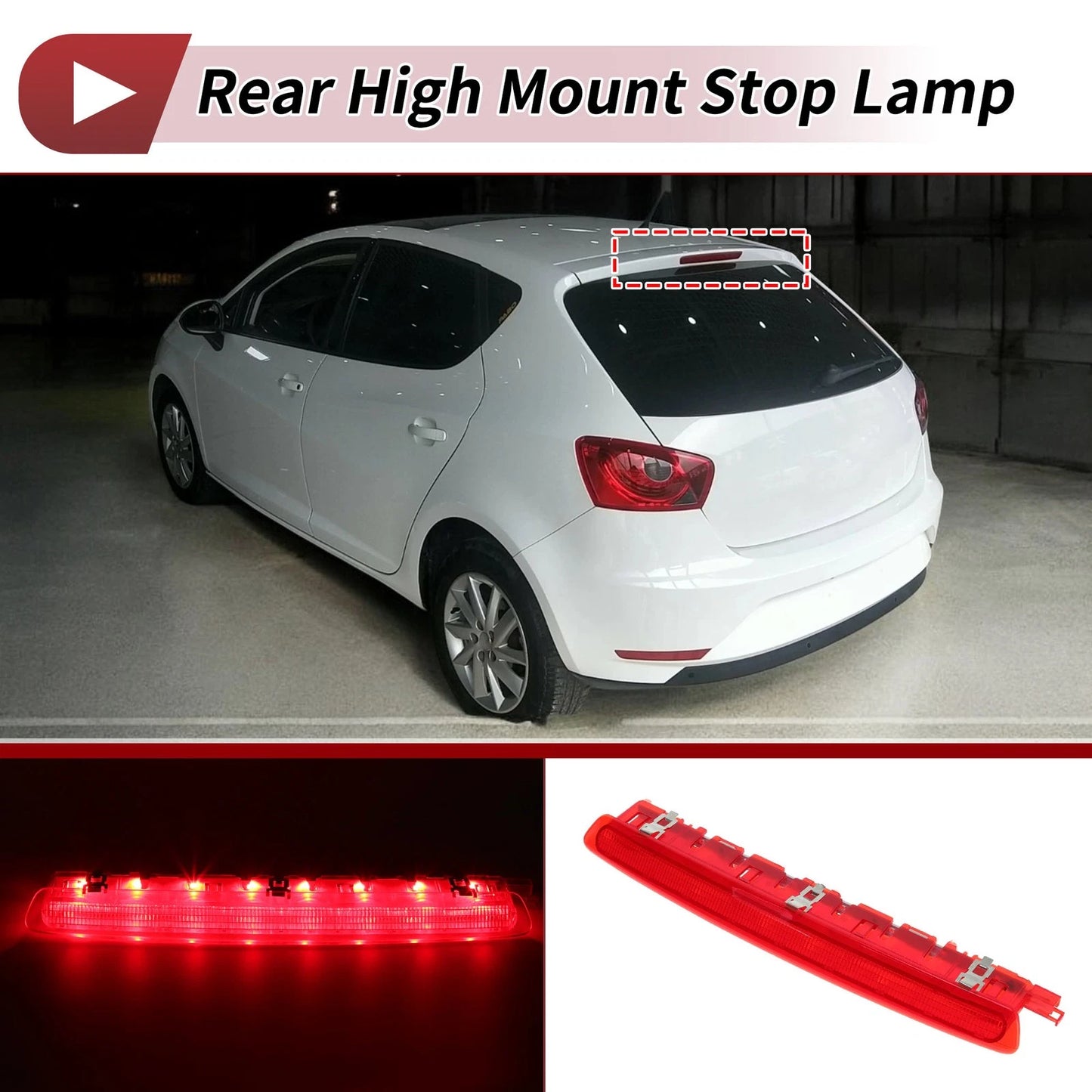 Red LED Third Brake Light for Seat Ibiza 6J/6P (2009–2017) No.6J0945097A