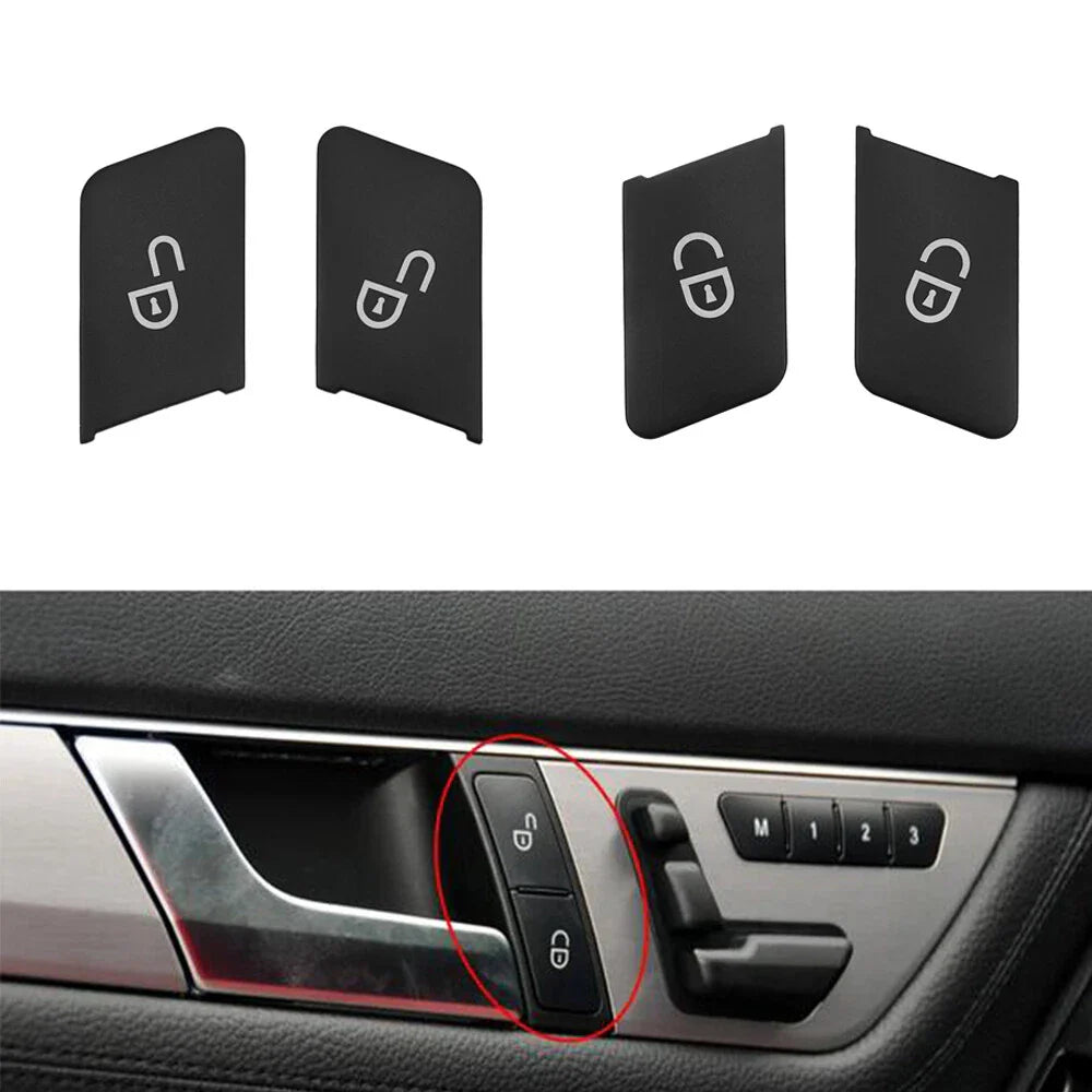 4 x Door Unlock Lock Button Covers for Mercedes W204 C-Class, W212 E-Class