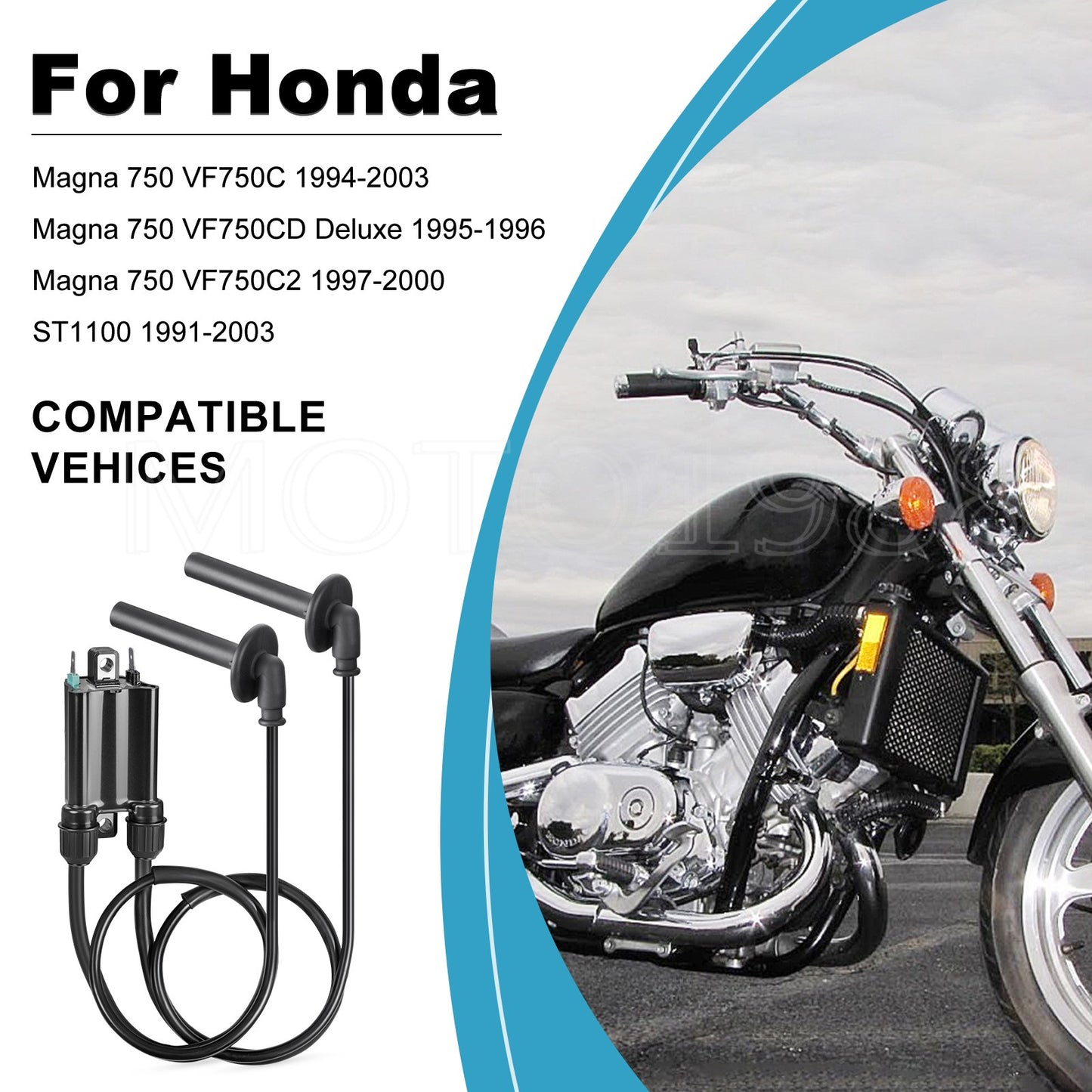 Set of 2 Ignition Coils & Spark Plugs for Honda Magna 750 (1995–1996)