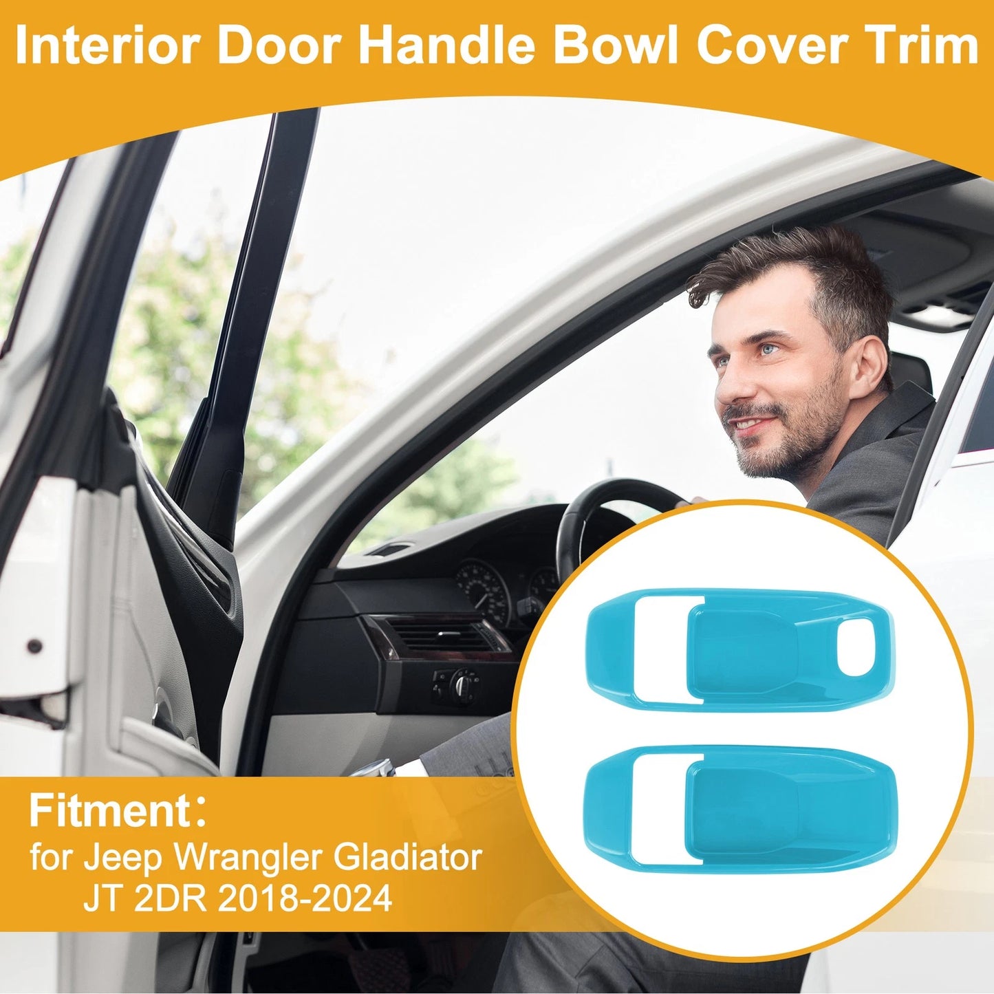 Set of 2 Interior Door Handle Bowl Cover Trim for Jeep Wrangler Gladiator JT (2018–2023)