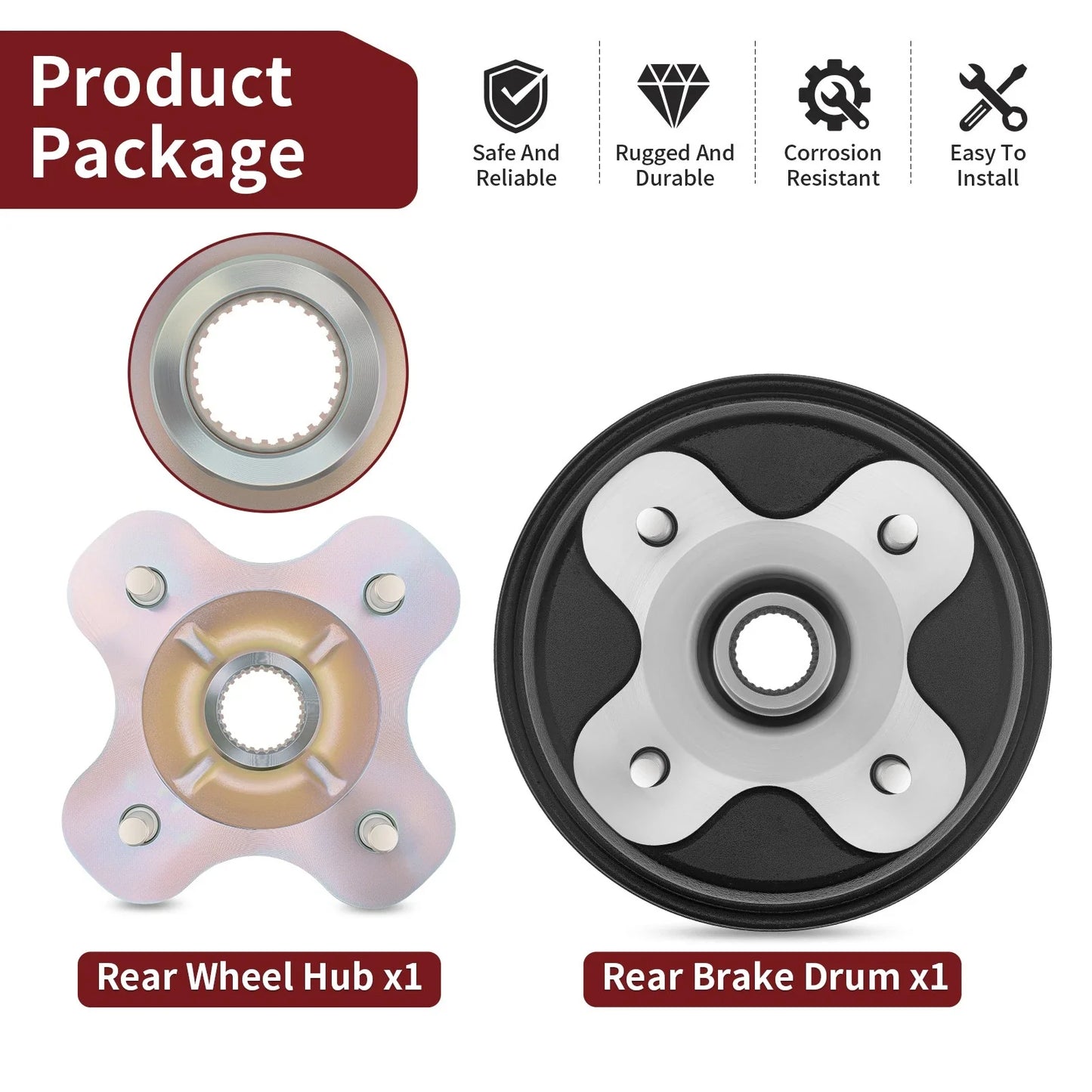 Rear Brake Drum & Hub for Yamaha Big Bear 350 (1996–1999)