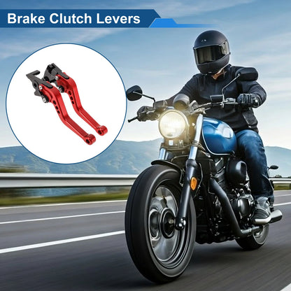 6-Speed Adjustable Brake Clutch Levers for Kawasaki EX250 (2008–2012) Red