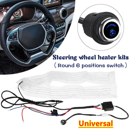 Heated Steering Wheel Cover 25in 6-Level for Universal