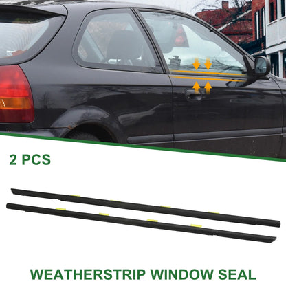 2 x Front Left & Right Weatherstrip Window Seals for Honda