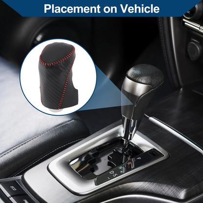 Gear Shift Knob Cover for Chevrolet Malibu (2016–2020) Black Carbon Fiber Red