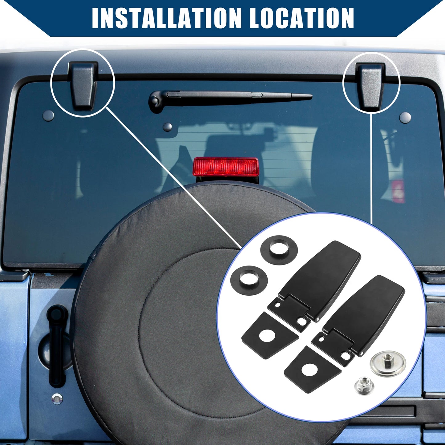 Set of 2 Rear Liftgate Glass Hinges for Jeep Wrangler (2011–2018) 5013722AA 5013722AB