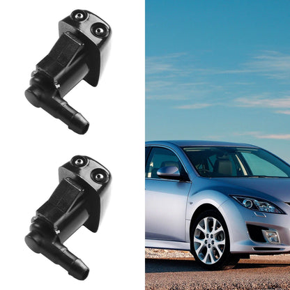2 x Washer Nozzle ABS-Plastic Black Front Jet Windscreen Wiper for Mazda 3 5 6