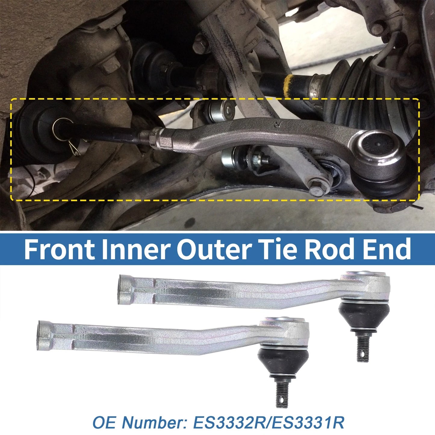 2X Front Outer Tie Rod End Links for Honda Civic CR-V (No. ES3332R/ES3331R)