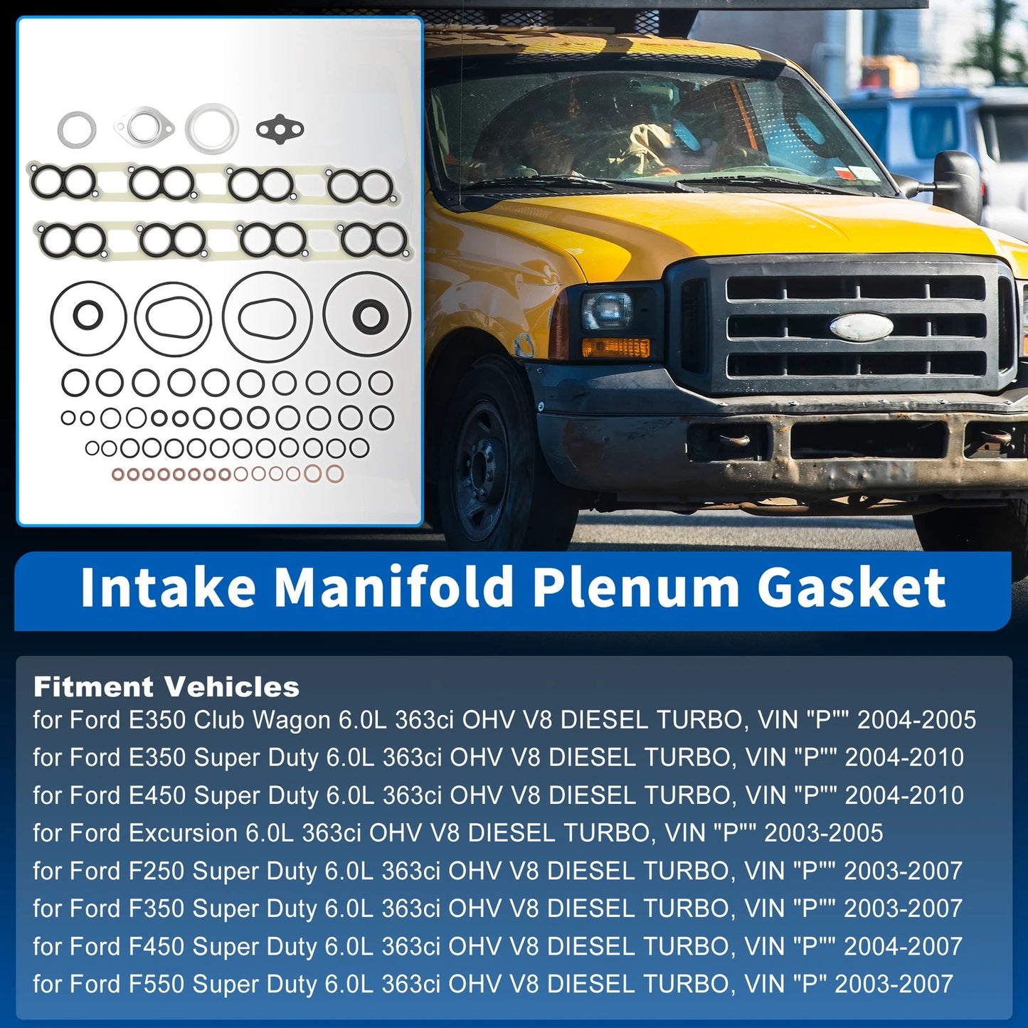 Lower and Upper Intake Manifold Plenum Gasket for Ford E350 E450 (1992–2021)
