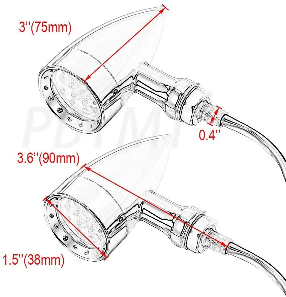 10mm Bullet Black LED Turn Signal Lights for Harley Chopper Bobber Dyna