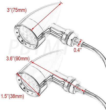 10mm Bullet Black LED Turn Signal Lights for Harley Chopper Bobber Dyna