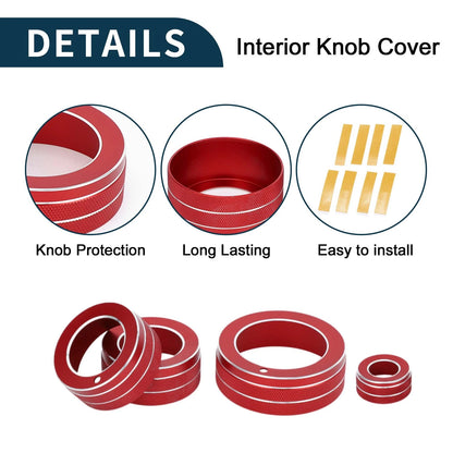 Set of 4 AC Media Volume Switch Knob Cover Rings for Mini Cooper (2014–2022) Red