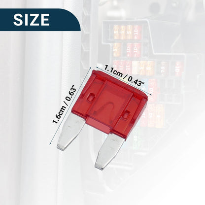 Set of 20 Mini Blade Fuses 10A for Universal Use (Short Circuit Protection)